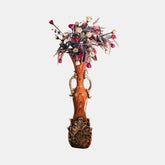 Our Urban Golden Hand Leafy Vase | Vase Golden | Wooden Brown Vase | Brown And Gold Vase For Home | Brown And Gold Vase For Office